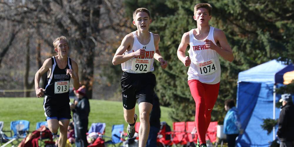 3 XC runners during a meet