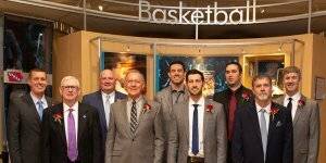 Shot of former basketball players at the IHSAA Hall of Fame