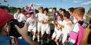 Soccer state champions celebrating