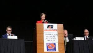 Image of Kim Renyolds giving a speech