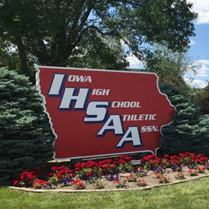 Iowa High School Athletic Association sign View of the Iowa High School Athletic Association Hall yard sign