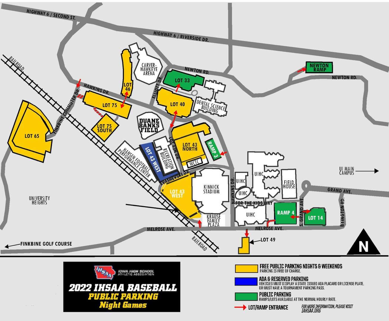 2022 IHSAA Baseball Park Map (Nights) IHSAA