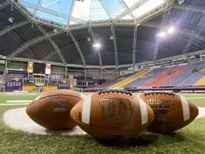 Footballs on field